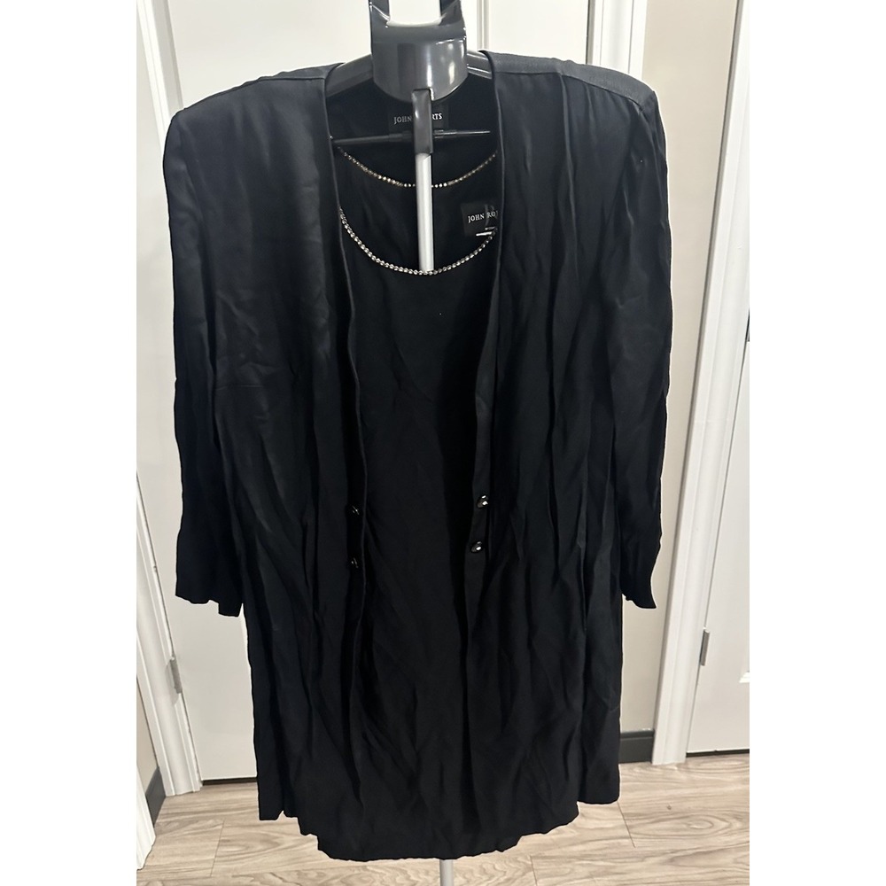 St John dress suit jacket Black  sequins studs evening set Gorgeous